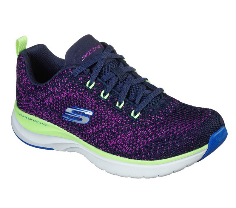 Skechers Dam Marinblå/Lila Sneakers - Ultra Groove - Sverige (ZJCLH-2961)